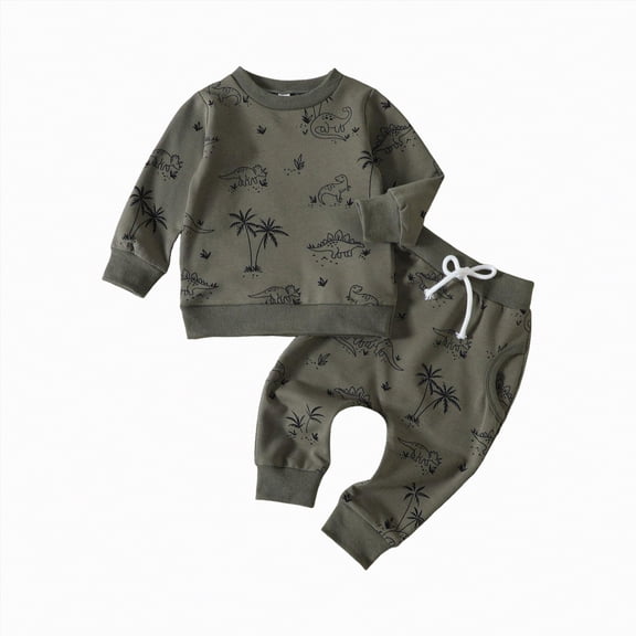 Futezty Toddler Boys Girls Clothes Fall Winter Outfit Sets, Baby Boy Girl Long Sleeved Round Neckline Floral Elastic Waist 0 6 12 18 24 Months 2T 3T 2PCS Sweatshirt Pants Set