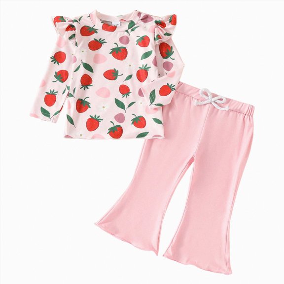 Futezty Toddler Boys Girls Clothes Fall Winter Outfit Sets, Baby Boy Girl Outfits Flying Sleeve Round Neck Cute Drawstring Pants 0 6 12 18 24 Months 2T 3T 2 Pcs Everyday