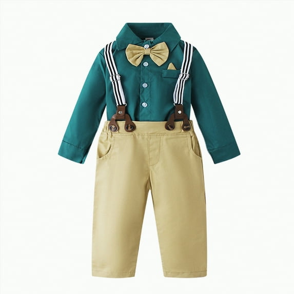 Futezty Toddler Boys Girls Clothes Fall Winter Outfit Sets, Baby Boy Girl Outfits Long Sleeve Crew Neck Button Down Elastic Waist 6M 12M 24M 2T 3T 4T 5T 2-Pieces Set Party Wear