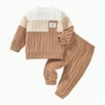 thumbnail image 1 of Futezty Toddler Boys Girls Clothes Fall Winter Outfit Sets, Baby Boy Girl Outfits Long Sleeve Crew Neck Patchwork Elastic Waist 6M 12M 18M 2T 3T 3PCS Everyday, 1 of 6