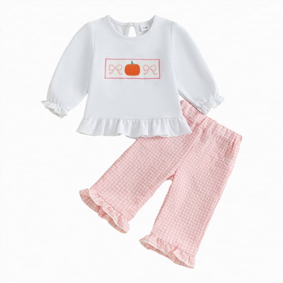 Futezty Toddler Boys Girls Clothes Fall Winter Outfit Sets, Baby Boy Girl Outfits Long Sleeve Round Neck Embroidery Elastic Waist 0 6 12 18 24 Months 2T 3T 2PCS Everyday