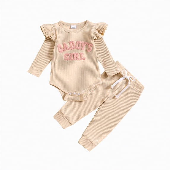 Futezty Toddler Boys Girls Clothes Fall Winter Outfit Sets, Baby Boy Girl Outfits Long Sleeve Round Neck Ruffle Drawstring Pants 6M 1T 2T 3T 4T 5T 2PCS Everyday
