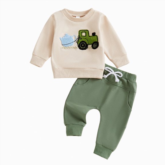Futezty Toddler Boys Girls Clothes Fall Winter Outfit Sets, Baby Boy Girl Outfits Long Sleeved Crew Neck Cartoon Stretch 0 6 12 18 24 Months 2T 3T 4T 2 Pcs Everyday