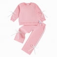 thumbnail image 1 of Futezty Toddler Boys Girls Clothes Fall Winter Outfit Sets, Baby Boy Girl Outfits Long Sleeved Round Neck Bow Pattern Stretch 6 12 18 24 Months 2T 3T 2-Pieces Set Top and Pants, 1 of 5