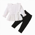 thumbnail image 1 of Futezty Toddler Boys Girls Clothes Fall Winter Outfit Sets, Baby Boy Girl Ruffle Sleeve Round Neck Cute Elastic Waist 6M 1T 2T 3T 4T 5T 3PCS Everyday, 1 of 7