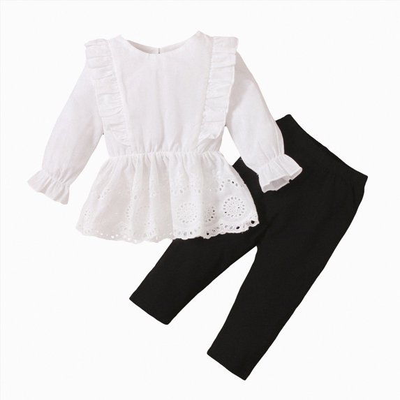 Futezty Toddler Boys Girls Clothes Fall Winter Outfit Sets, Baby Boy Girl Ruffle Sleeve Round Neck Cute Elastic Waist 6M 1T 2T 3T 4T 5T 3PCS Everyday