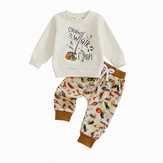 Futezty Toddler Boys Girls Clothes Fall Winter Outfit Sets, Baby Outfits Long Sleeve Crew Neck Letter Elastic Waist 6M 12M 24M 2T 3T 4T 5T 3PCS Playwear Set
