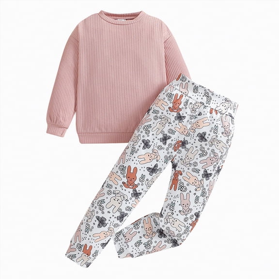 Futezty Toddler Boys Girls Clothes Fall Winter Outfit Sets, Baby Outfits Long Sleeve Round Neck Animal Elastic Waist 6M 12M 24M 2T 3T 4T 5T 2 PC Everyday