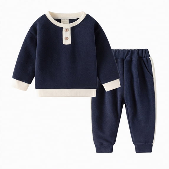 Futezty Toddler Boys Girls Clothes Fall Winter Outfit Sets, Baby Outfits Long Sleeve Round Neck Solid Color Elastic Waist 6M 9M 12M 2T 3T 4T 2Pcs Set Everyday