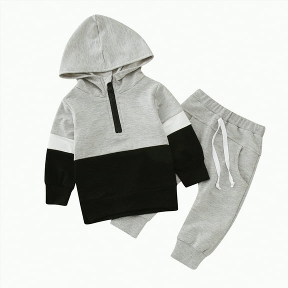 Futezty Toddler Boys Girls Clothes Fall Winter Outfit Sets, Baby Outfits Long Sleeve Round Neck Zip-up Elastic Waist 0 6 12 18 24 Months 2T 3T 3PCS Playwear Set