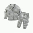 thumbnail image 1 of Futezty Toddler Boys Girls Clothes Fall Winter Outfit Sets, Baby Outfits Long Sleeve Round Neck Zip-up Elastic Waist 1T 2T 3T 4T 5T 6T 2 Pcs Everyday, 1 of 5