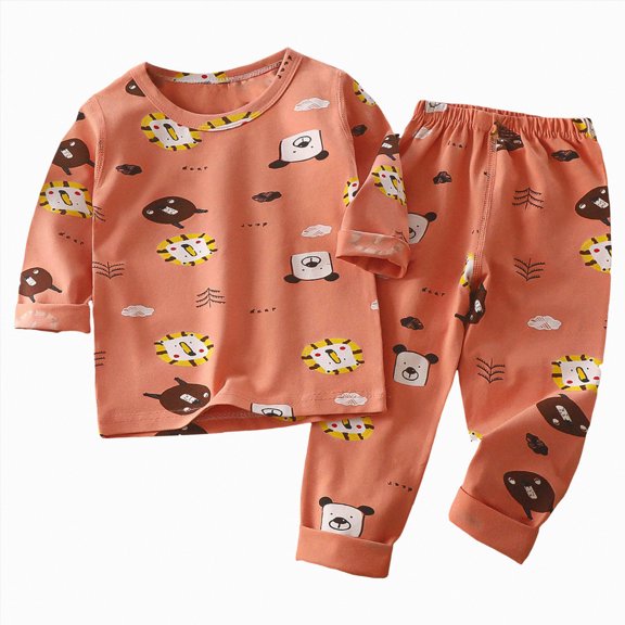 Futezty Toddler Boys Girls Clothes Fall Winter Outfit Sets, Baby Outfits Long Sleeved Round Neck Cartoon Stretch 6M 1T 2T 3T 4T 5T 2PCS Pajama Set