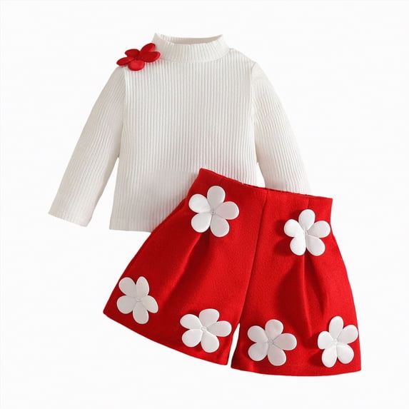 Futezty Toddler Boys Girls Clothes Fall Winter Outfit Sets, Baby Outfits Long Sleeved Round Neck Floral Stretch 6 12 18 24 Months 2T 3T 4T 2PCS Sweatshirt Tops and Pants