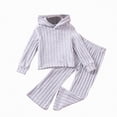 thumbnail image 1 of Futezty Toddler Boys Girls Clothes Fall Winter Outfit Sets, Kids Outfits Sets Long Sleeve Crew Neck Knitted Stretch Waistband 6M 12M 18M 2T 3T 3PCS Hoodie Set, 1 of 6