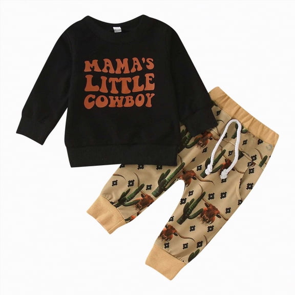 Futezty Toddler Boys Girls Clothes Fall Winter Outfit Sets, Kids Outfits Sets Long Sleeve Round Neck Cartoon Print Drawstring Pants 6M 1T 2T 3T 4T 5T 2PCS Everyday