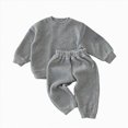 thumbnail image 1 of Futezty Toddler Boys Girls Clothes Fall Winter Outfit Sets, Kids Outfits Sets Long Sleeve Round Neck Stripe Elastic Waist 6M 9M 12M 2T 3T 4T 2 Piece Everyday, 1 of 4