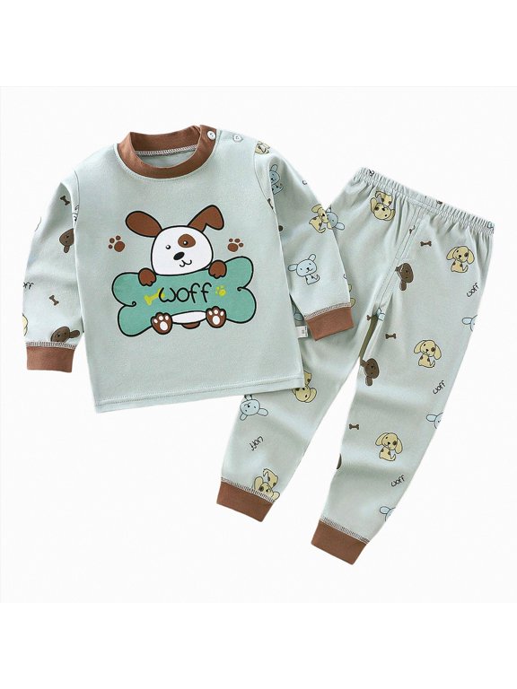 Toddler Boys Girls Clothes Fall Winter Outfit Sets, Set For Kids Long Sleeve Round Neck Animal Stretch 1T 2T 3T 4T 5T 6T 2 Piece Sleepwear