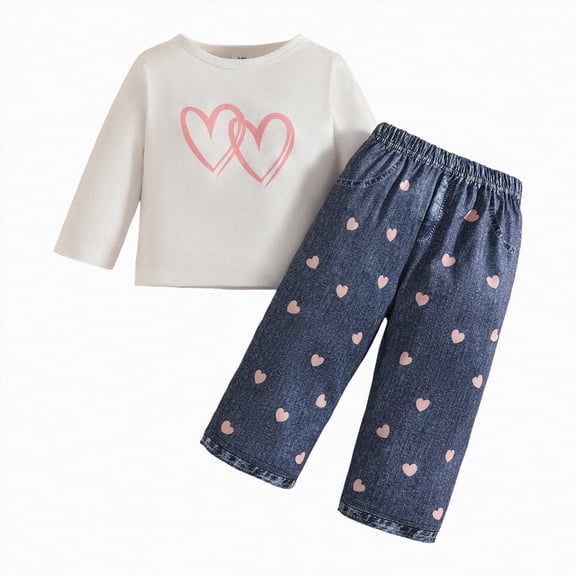 Futezty Toddler Boys Girls Clothes Fall Winter Outfit Sets, Set For Kids Long Sleeve Round Neck Cute Elastic Waist 1T 2T 3T 4T 5T 6T 2Pcs Everyday