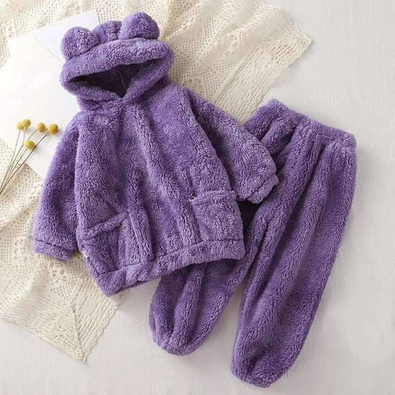 Futezty Toddler Boys Girls Clothes Fall Winter Outfit Sets, Set For Kids Long Sleeve Round Neck Hooded Elastic Waist 6M 12M 18M 2T 3T 2 Pcs Playwear