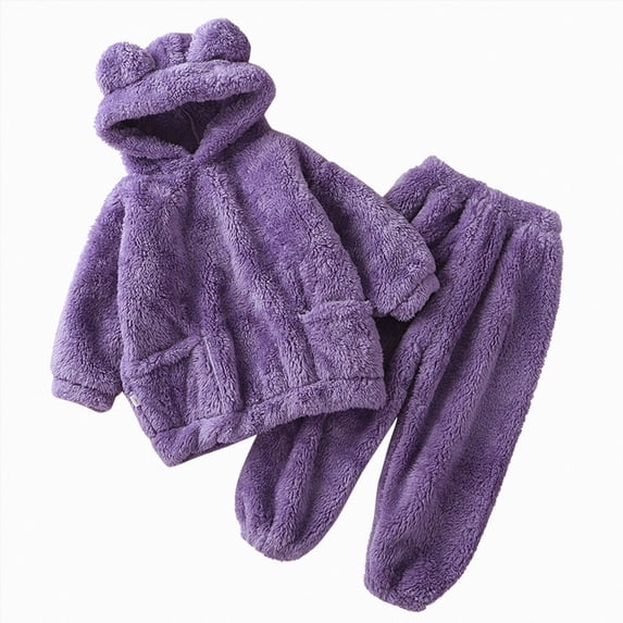 Futezty Toddler Boys Girls Clothes Fall Winter Outfit Sets, Set For Kids Long Sleeve Round Neck Hooded Elastic Waist 6M 12M 18M 2T 3T 2 Pcs Playwear