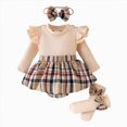 thumbnail image 1 of Futezty Toddler Boys Girls Clothes Fall Winter Outfit Sets, Set For Kids Flying Sleeve Round Neck Plaid Elastic Waist 6 12 18 24 Months 2T 3T 4T 2PCS Everyday, 1 of 9