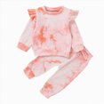 thumbnail image 1 of Futezty Toddler Boys Girls Clothes Fall Winter Outfit Sets, Set For Kids Flying Sleeve Round Neck Tie Dye Elastic Waist 6M 1T 2T 3T 4T 5T 2 Piece Everyday, 1 of 2