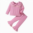 thumbnail image 1 of Futezty Toddler Boys Girls Clothes Fall Winter Outfit Sets, Set For Kids Long Sleeve Round Neck Bow Pattern Elastic Waist 6M 12M 18M 2T 3T 2Pcs Everyday, 1 of 6