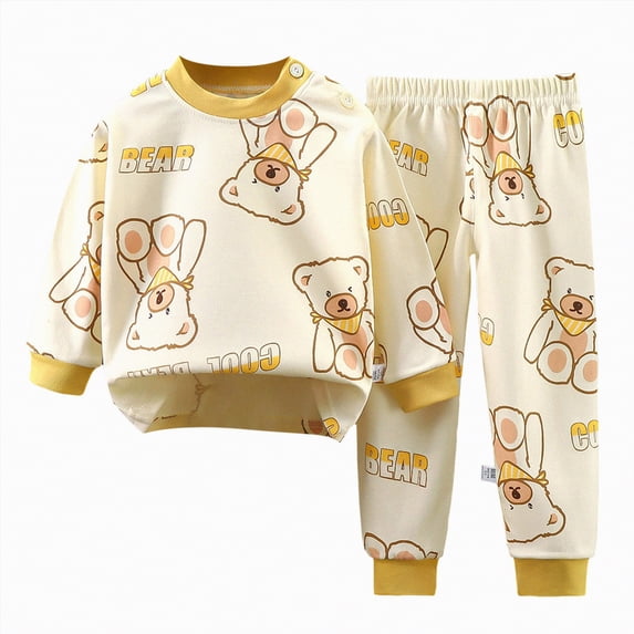 Futezty Toddler Boys Girls Clothes Fall Winter Outfit Sets, Set For Kids Long Sleeve Round Neck Cartoon Elastic Waist 6M 12M 24M 2T 3T 4T 5T 2PCS Everyday