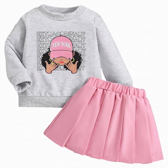 Futezty Toddler Boys Girls Clothes Fall Winter Outfit Sets, Set For Kids Long Sleeve Round Neck Cartoon Print Elastic Waist 0 6 12 18 24 Months 2T 3T 2 Pcs Everyday