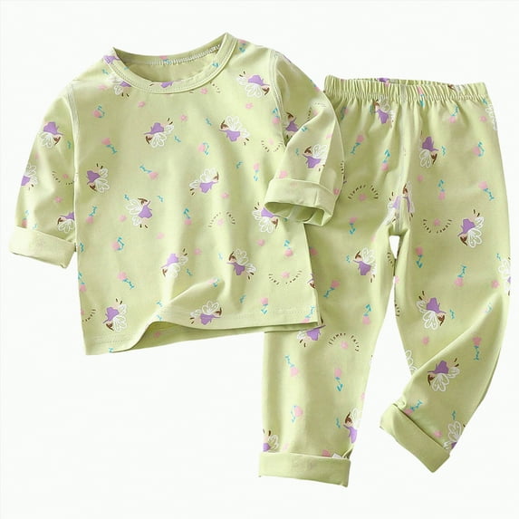 Futezty Toddler Boys Girls Clothes Fall Winter Outfit Sets, Set For Kids Long Sleeve Round Neck Cartoon Print Stretch 1T 2T 3T 4T 5T 2-Pieces Sleepwear