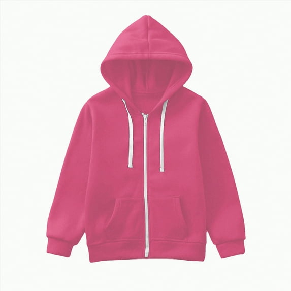 Futezty Toddler Boys Girls Cute Coat Sweatshirt Color Solid Zip Long Hoodie Top Sleeve Up Kids Jackets For Boys Girls Comfortable Warm Zipper Hooded Boys Girls Sweatshirts