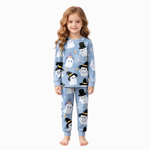 Futezty Toddler Boys Girls Halloween Pumpkin Pajamas Cute Ghost Print Pjs for Boy Jammies Little Kids Sleepwear Clothes Sets 2T-9T