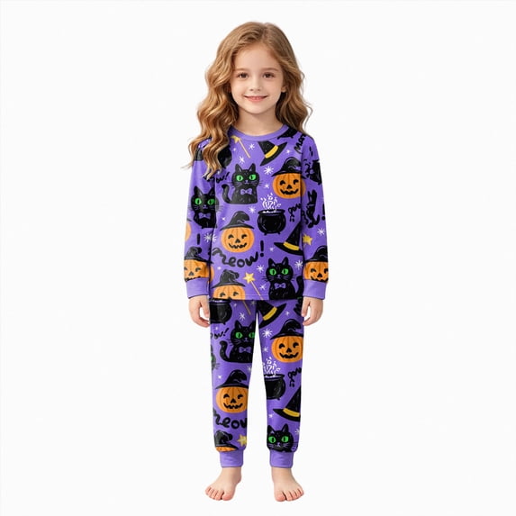 Futezty Toddler Boys Girls Halloween Pumpkin Pajamas Cute Ghost Print Pjs for Boy Jammies Little Kids Sleepwear Clothes Sets 2T-9T
