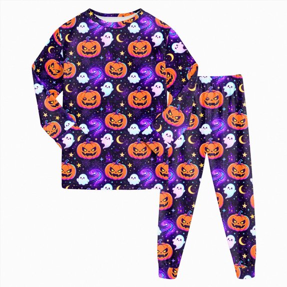 Futezty Toddler Boys Girls Pajamas Sets Halloween Pattern Kids 2 Piece Pj's Long Sleeve Crew Neck Tops and Pants Clothes Set Night Sleepwear 2T-9T