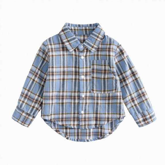 Futezty Toddler Boys Long Sleeve Button Down Plaid Flannel Shirt Baby Boy Collared Shirts Casual Tops 3M-5T