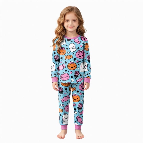 Futezty Toddler Girls Boys Halloween Pumpkin Pajamas Cotton Pjs for Boy Jammies Little Kids Sleepwear Clothes Sets 2T-9T