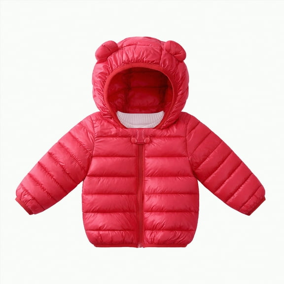Futezty Toddler Girls Winter Hooded Coats Jackets Warm Puffer Coat Snow Clothes Outerwear Winter Child Kids Solid Color Hoodie Zipper Coats Keep Warm Jacket Coat Boys