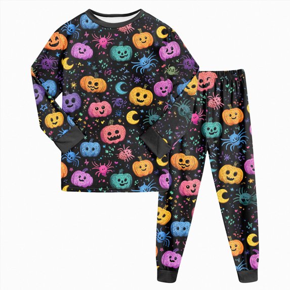 Futezty Toddler Halloween Pajamas Boy Pumpkin Ghost Soft Cotton Sleepwear Pjs Sets Kids 2 Piece Long Sleeve Jammies Pajamas for Girls 2T-9T