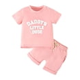 thumbnail image 1 of Futezty Toddler Kids Boys Summer Short Sleeve Letter T Shirts Tops Shorts Outfits Clothes Set New Born Clothes for Twins Outfits, 1 of 5