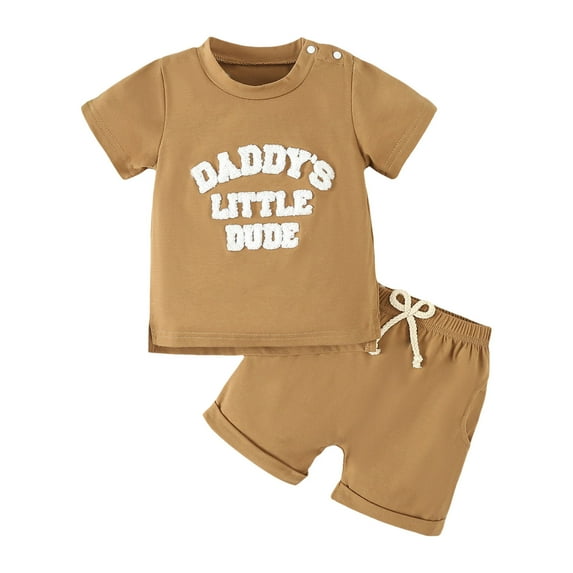 Futezty Toddler Kids Boys Summer Short Sleeve Letter T Shirts Tops Shorts Outfits Clothes Set New Born Clothes for Twins Outfits