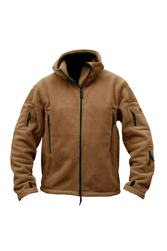 Winter for Men Outdoor Warm Inner Liner Fleece Cold Proof Solid Color Hooded Jacket