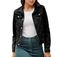 thumbnail image 1 of Futezty Women Basic Button Down Stretch Fitted Long Sleeves Denim Jean Jacket, 1 of 5