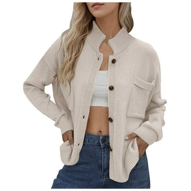 Futezty Women Basic Button Down Stretch Fitted Long Sleeves Denim Jean Jacket