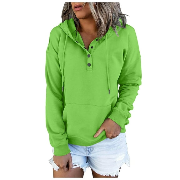 Futezty Women Casual Hoodies Long Sleeve Solid Lightweight Pullover Tops Loose Sweatshirt with Pocket