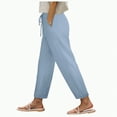 thumbnail image 1 of Futezty Women Casual Loose Elastic Waist Cotton Trouser Cropped Wide Leg Pants Women Linen Palazzo Pants Summer Boho Wide Leg High Waist Casual Beach Travel Vacation Pants, 1 of 8