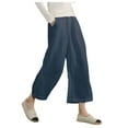 thumbnail image 1 of Futezty Women Casual Loose Elastic Waist Cotton Trouser Cropped Wide Leg Pants, 1 of 5