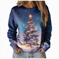 thumbnail image 1 of Futezty Women Christmas Tree Sweatshirt 3D Print Graphic Xmas Sweaters Crewneck Long Sleeve Shirt Pullover, 1 of 7