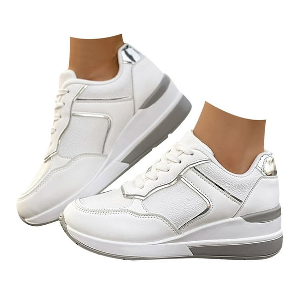 Futezty Women Classic Leather for Women Fashion Comfortable Sneakers,White, Size 9