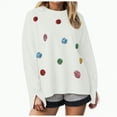thumbnail image 1 of Futezty Women Cute Glitter Holiday Letter Sweaters Sequin Long Sleeve Tops Casual Round Neck Pullover Sweatshirts, 1 of 9