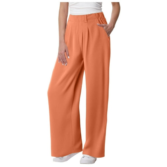 Futezty Women High Waist Casual Wide Leg Long Palazzo Pants Trousers with Pockets